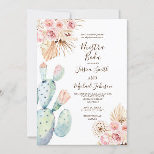 Cactus Pampas Muted Tones Nuestra Boda Invitation