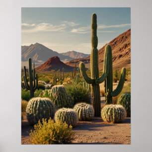 Cactus Panoramic Desert Landscape Poster
