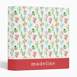 Cactus Pastel Watercolor Pattern Binder