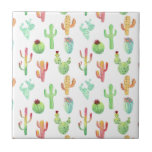 Cactus Pastel Watercolor Pattern Ceramic Tile