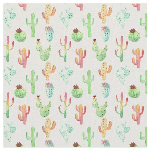 Cactus Pastel Watercolor Pattern Fabric
