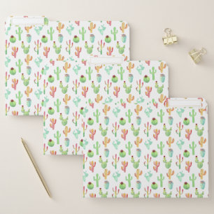 Cactus Pastel Watercolor Pattern File Folder
