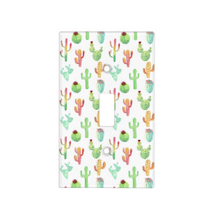 Cactus Pastel Watercolor Pattern Light Switch Cover