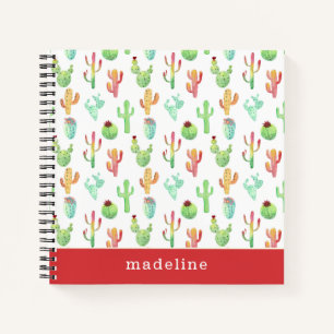Cactus Pastel Watercolor Pattern Notebook