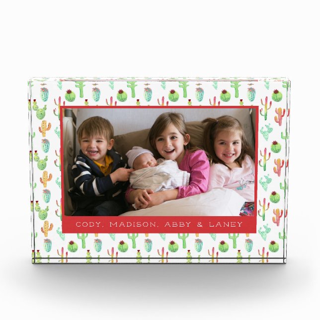 Cactus Pastel Watercolor Pattern Photo Block (Front)