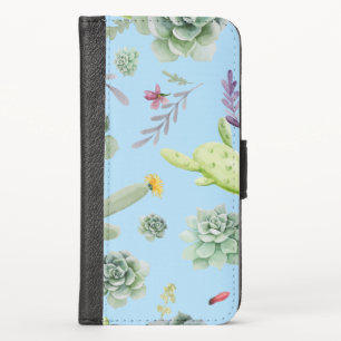 Cactus Pattern 10 iPhone XS Wallet Case