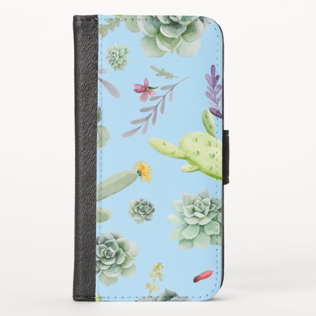 Cactus Pattern 10 iPhone Wallet Case (Front)