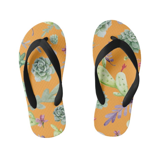 Cactus Pattern 11 Kid's Flip Flops (Footbed)