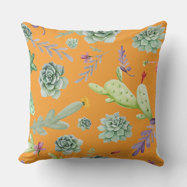 Cactus Pattern 11 Throw Pillow (Front)