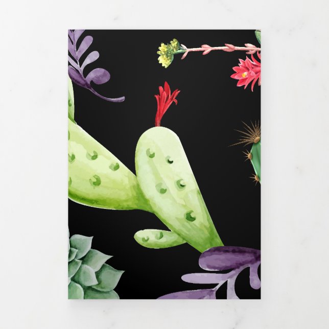 Cactus Pattern 2 Tri-Fold Holiday Card (Cover)