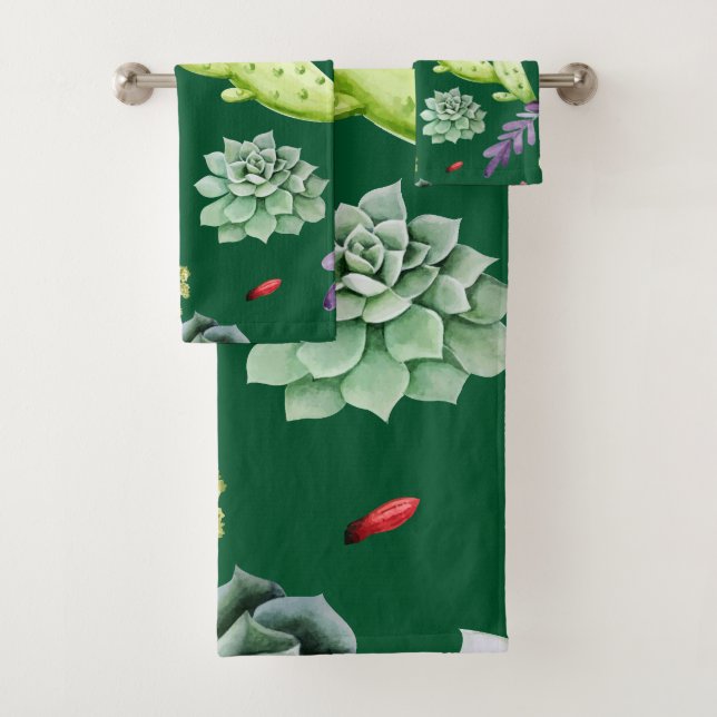 Cactus Pattern 3 Bath Towel Set (Insitu)