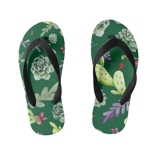 Cactus Pattern 3 Kid's Flip Flops (Footbed)