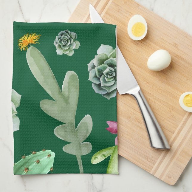 Cactus Pattern 3 Kitchen Towel (Quarter Fold)