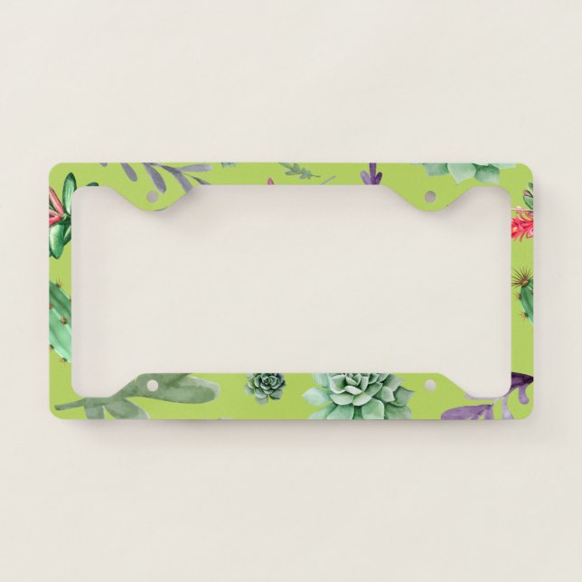 Cactus Pattern 6 License Plate Frame (Front)