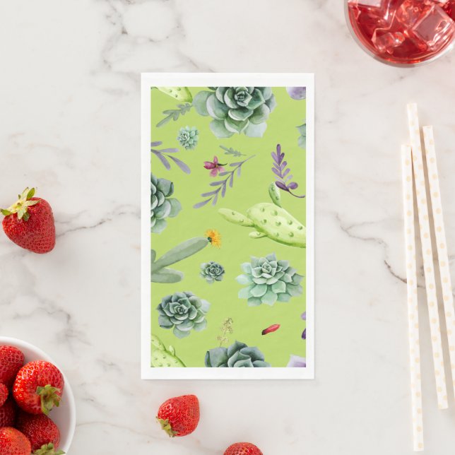 Cactus Pattern 6 Paper Guest Towels (Insitu)