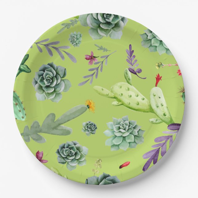 Cactus Pattern 6 Paper Plates (Front)