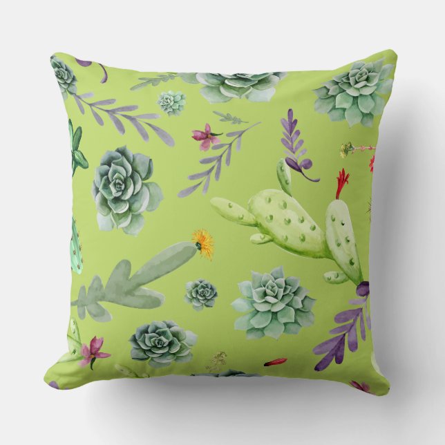 Cactus Pattern 6 Throw Pillow (Front)