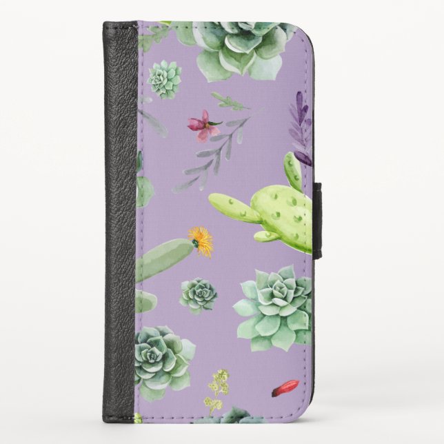 Cactus Pattern 7 iPhone Wallet Case (Front)