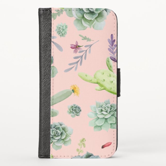 Cactus Pattern 8 iPhone Wallet Case (Front)