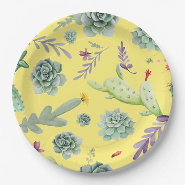 Cactus Pattern 9 Paper Plates (Front)