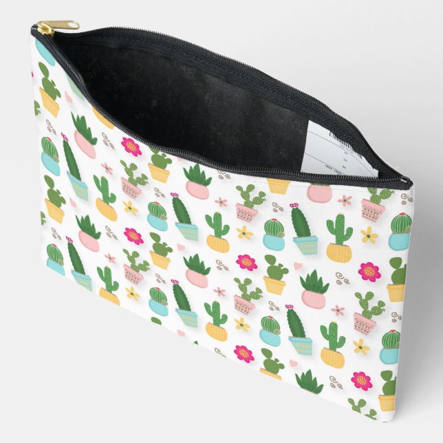 Cactus Pattern  Accessory Pouch (Open)