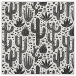 Cactus Pattern - Black and White Fabric