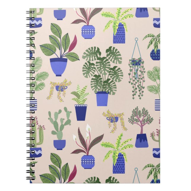 Cactus Pattern Blush Pink Notebook (Front)