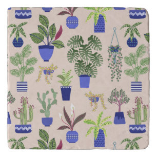 Cactus Pattern Blush Pink Trivet