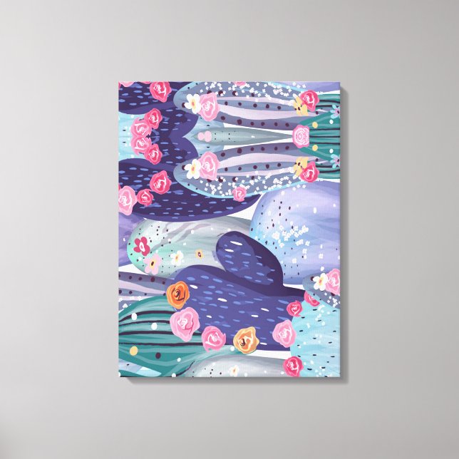 Cactus Pattern Colorful Watercolor Canvas Print (Front)