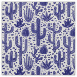 Cactus Pattern - Dark Blue and White Fabric
