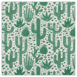 Cactus Pattern - Forest Green and White Fabric