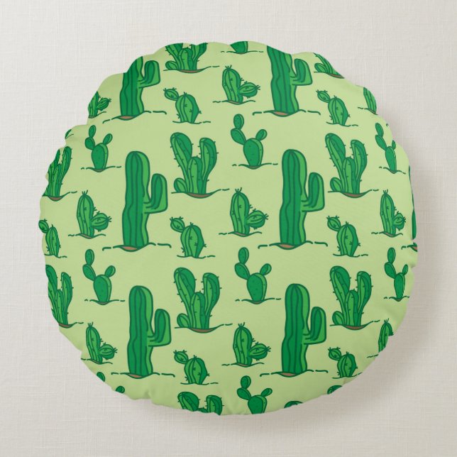 cactus pattern. hand drawing pattern. seamless han round pillow (Front)