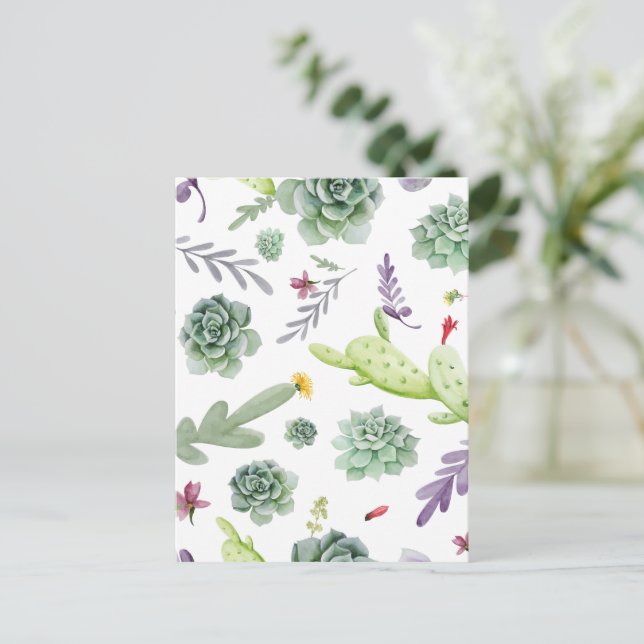 Cactus Pattern Holiday Postcard (Standing Front)