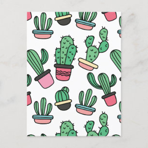 Cactus pattern holiday postcard
