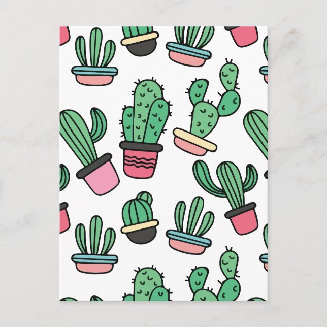 Cactus pattern holiday postcard (Front)