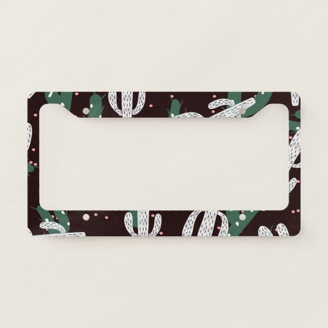 Cactus Pattern License Plate Frame (Front)