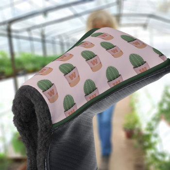 Cactus Pattern Monogram Pink And Green Putter Golf Head Cover by watermelontree at Zazzle