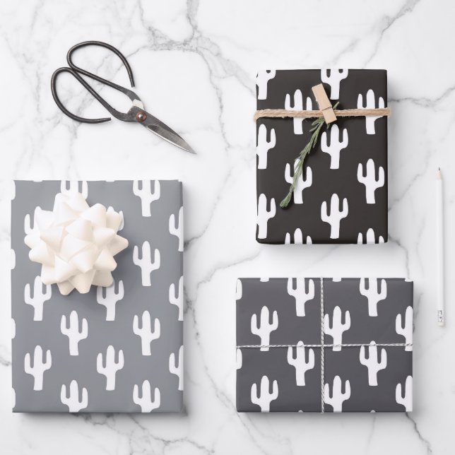 Cactus Pattern Neutral Desert Modern Business  Wrapping Paper Sheets (Front)