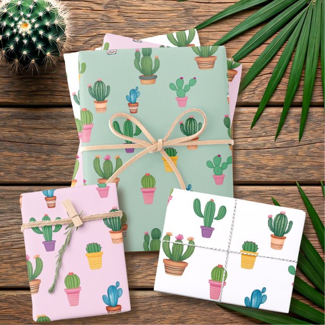 Cactus Pattern Plant Mom Wrapping Paper Sheets (Cute cactus wrapping paper sheets just for the cactus enthusiast in your life)