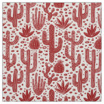 Cactus Pattern - Ruby Red and White Fabric