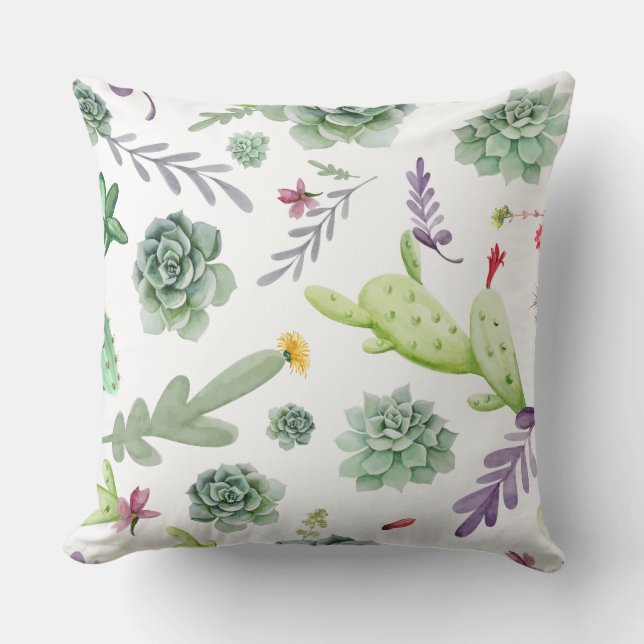 Cactus Pattern Throw Pillow (Front)