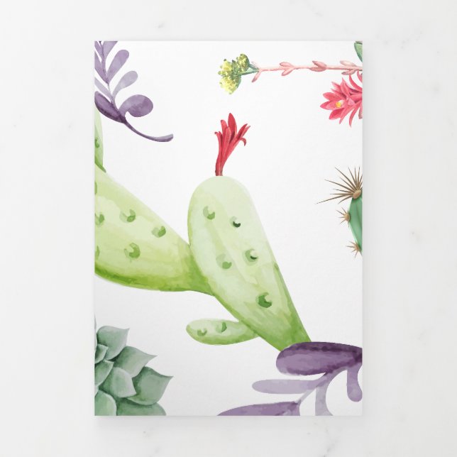 Cactus Pattern Tri-Fold Holiday Card (Cover)