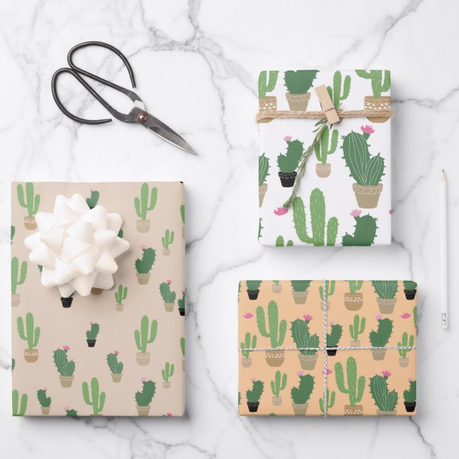 Cactus Pattern  Wrapping Paper Sheets (Front)