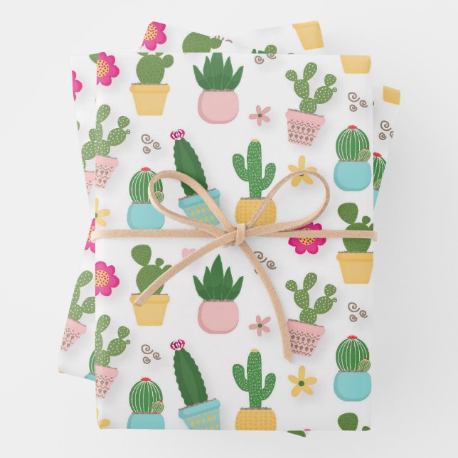 Cactus Pattern  Wrapping Paper Sheets (In situ)
