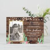 Cactus Photo Birthday Floral Any Age Invitations (Standing Front)