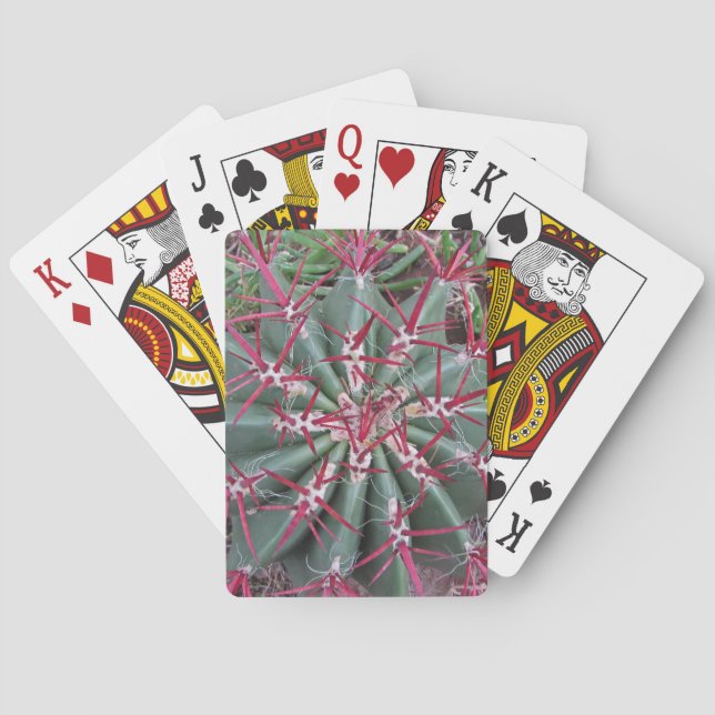 Cactus Photo Red Barrel Desert Plant Southwest Poker Cards (Back)
