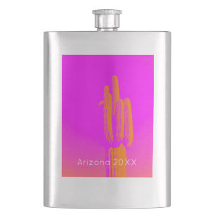 Cactus Photoart Pink Orange Custom Text Desert Flask