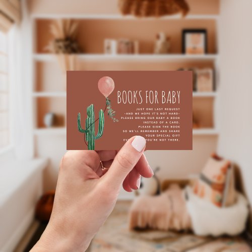 Cactus Pink Balloon Baby Shower Book Request Enclosure Card