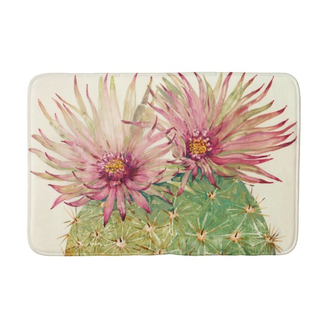 Cactus Pink Blossoms Bathroom Mat (Front)