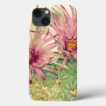 Cactus Pink Blossoms Iphone 13 Case by worldartgroup at Zazzle